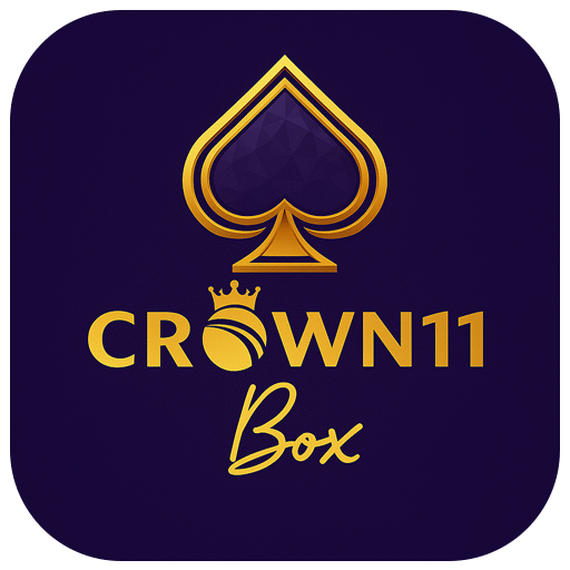 Logo of Crown11 Box featuring a gold spade symbol with the text “CROWN11 Box” in golden letters on a dark purple background.